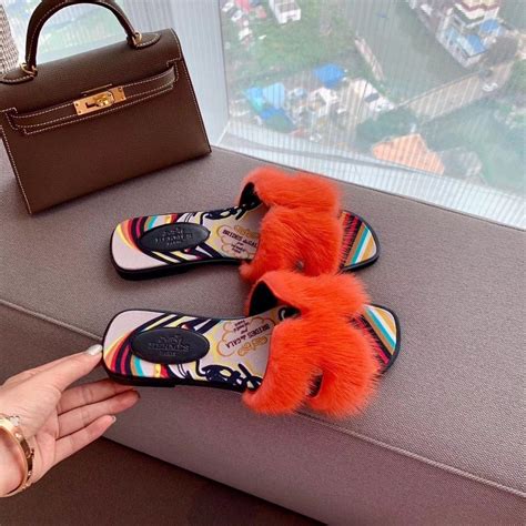 hermes fur slippers|new style of hermes slippers.